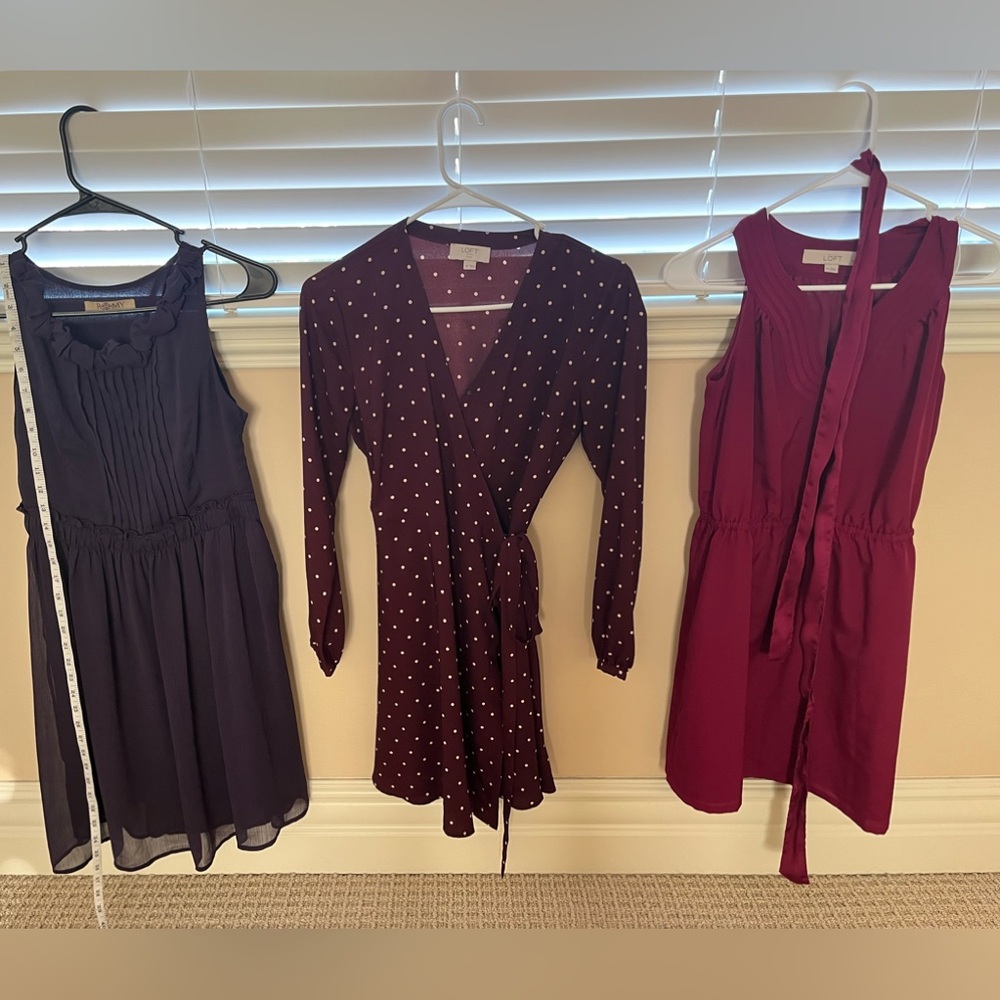3 Dresses with varying brands. Sizes from: XS, 0P, and 0P.  All dresses AS IS.